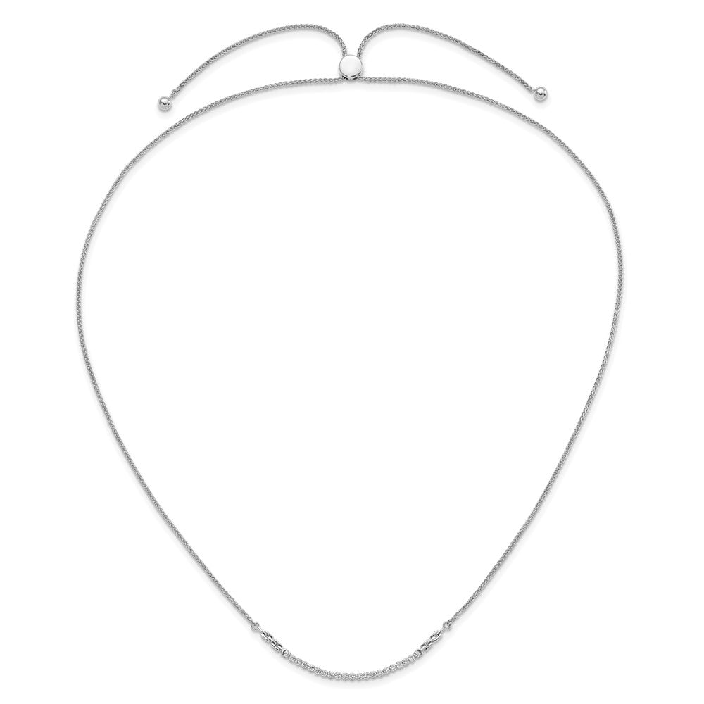 Round lab-grown diamond tennis tennis bolo necklace in 14K white gold