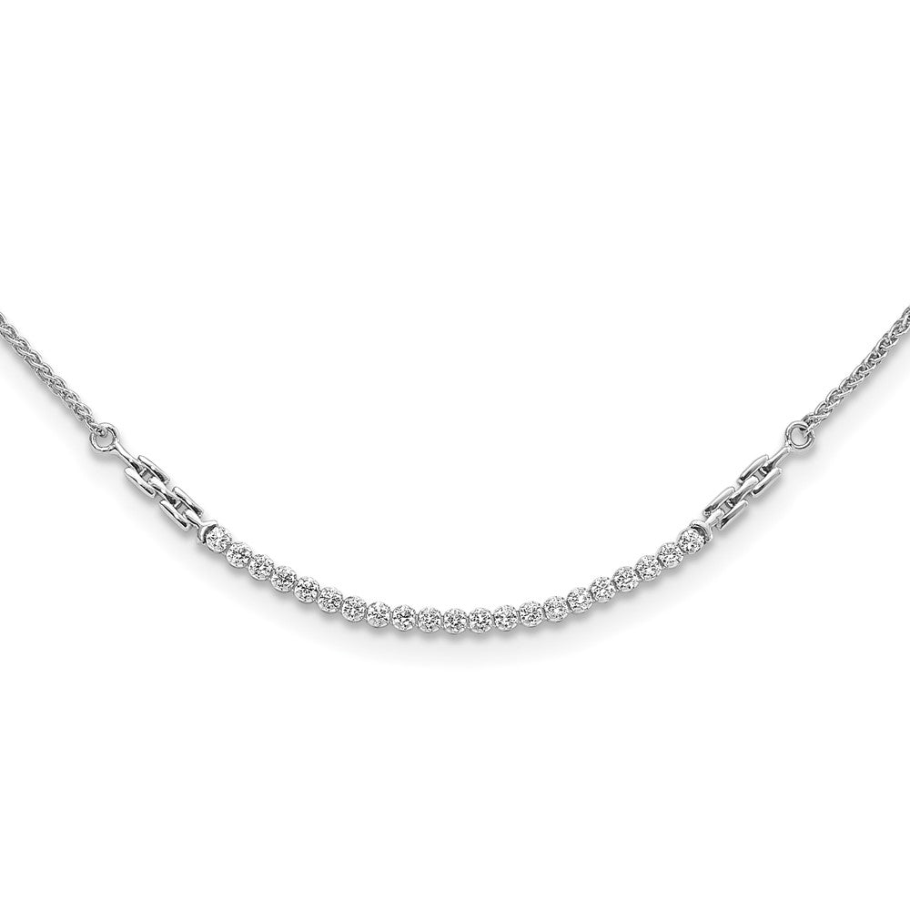 Round lab-grown diamond tennis tennis bolo necklace in 14K white gold