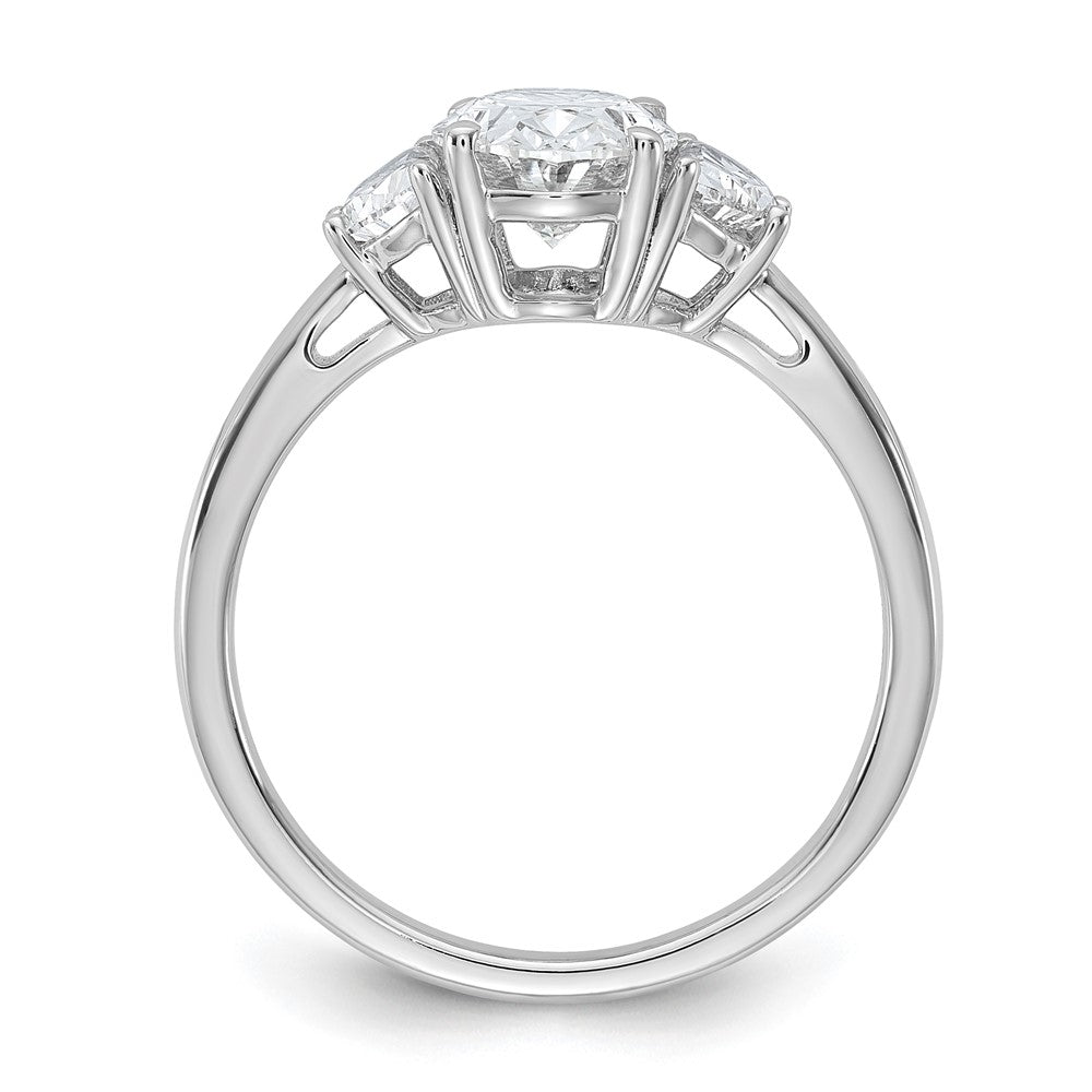 Oval lab-grown diamond three-stone engagement ring in 14K white gold