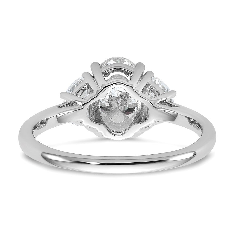 Oval lab-grown diamond three-stone engagement ring in 14K white gold