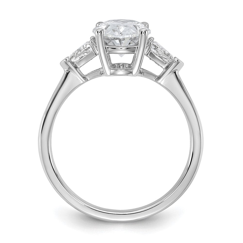 Oval lab-grown diamond three-stone engagement ring in 14K white gold