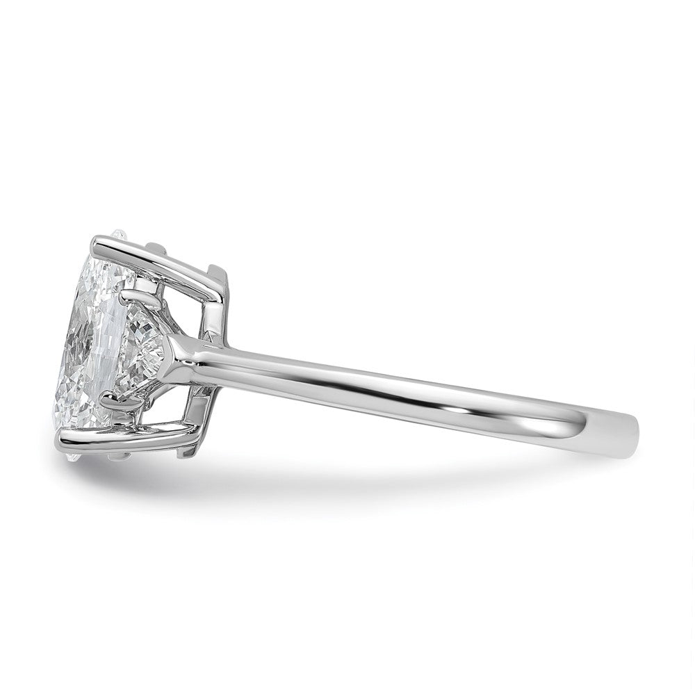 Oval lab-grown diamond three-stone engagement ring in 14K white gold