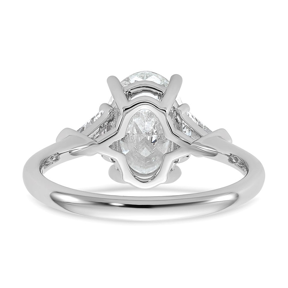 Oval lab-grown diamond three-stone engagement ring in 14K white gold