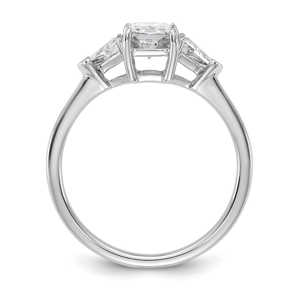 Emerald lab-grown diamond three-stone engagement ring in 14K white gold