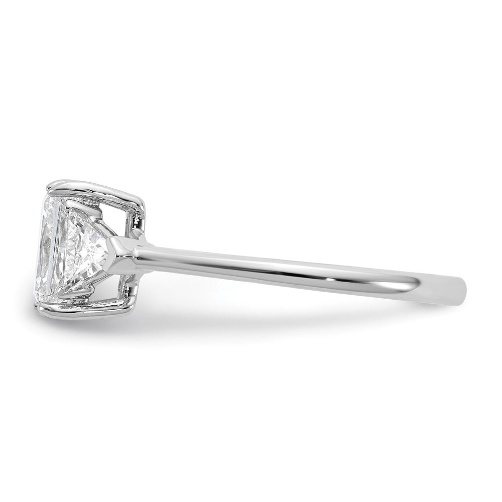 Emerald lab-grown diamond three-stone engagement ring in 14K white gold
