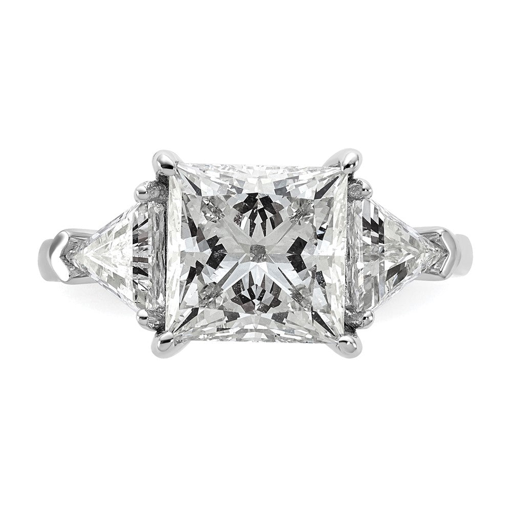 Princess lab-grown diamond three-stone engagement ring in 14K white gold