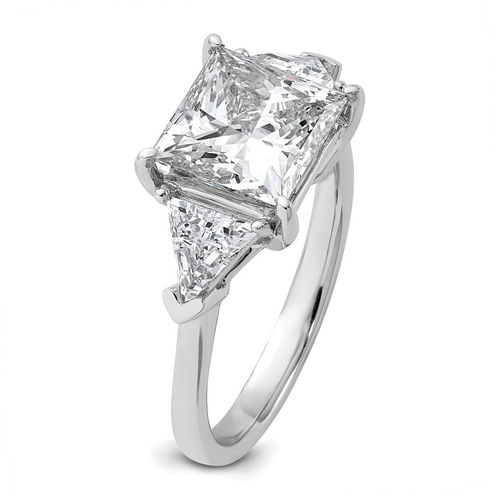 Princess lab-grown diamond three-stone engagement ring in 14K white gold