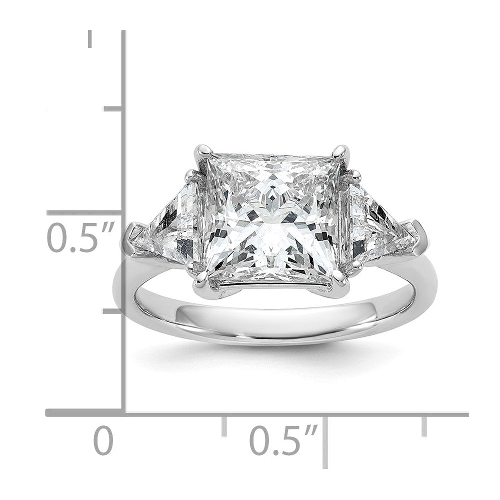 Princess lab-grown diamond three-stone engagement ring in 14K white gold