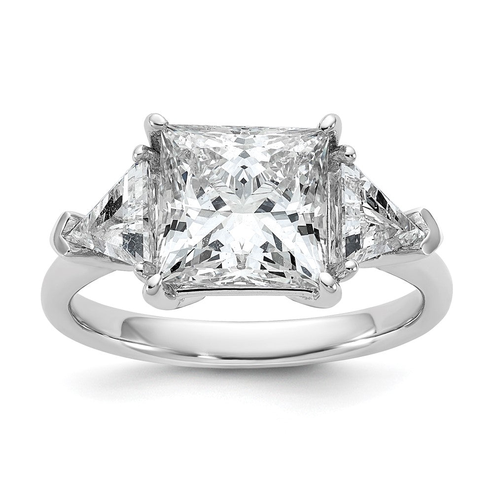 Princess lab-grown diamond three-stone engagement ring in 14K white gold