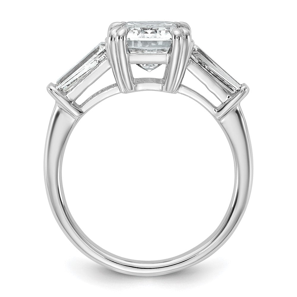 Emerald lab-grown diamond three-stone engagement ring in 14K white gold