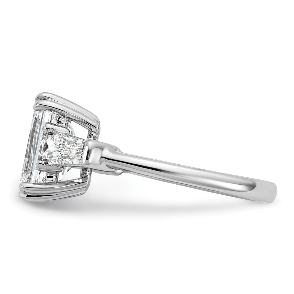 Emerald lab-grown diamond three-stone engagement ring in 14K white gold