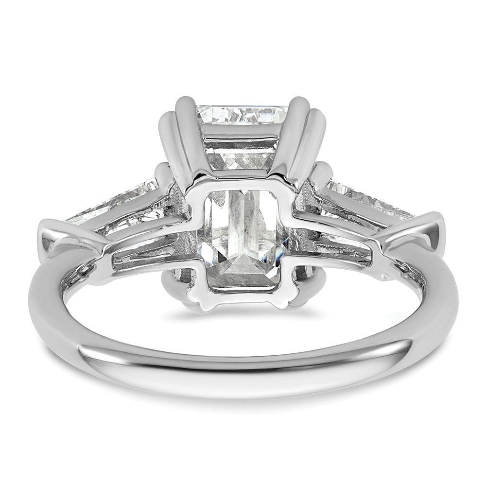 Emerald lab-grown diamond three-stone engagement ring in 14K white gold
