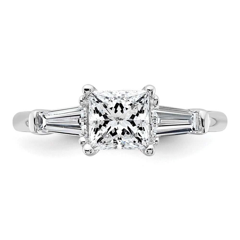 Princess lab-grown diamond three-stone engagement ring in 14K white gold