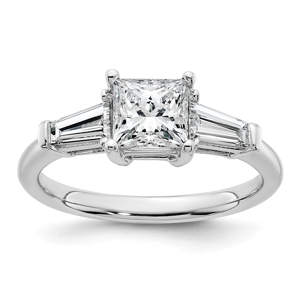 Princess lab-grown diamond three-stone engagement ring in 14K white gold