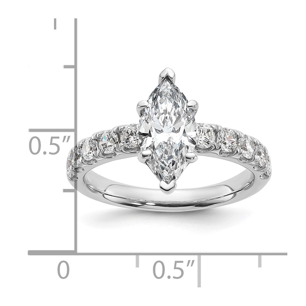 Marquise lab-grown diamond side stones engagement ring in 14K white gold
