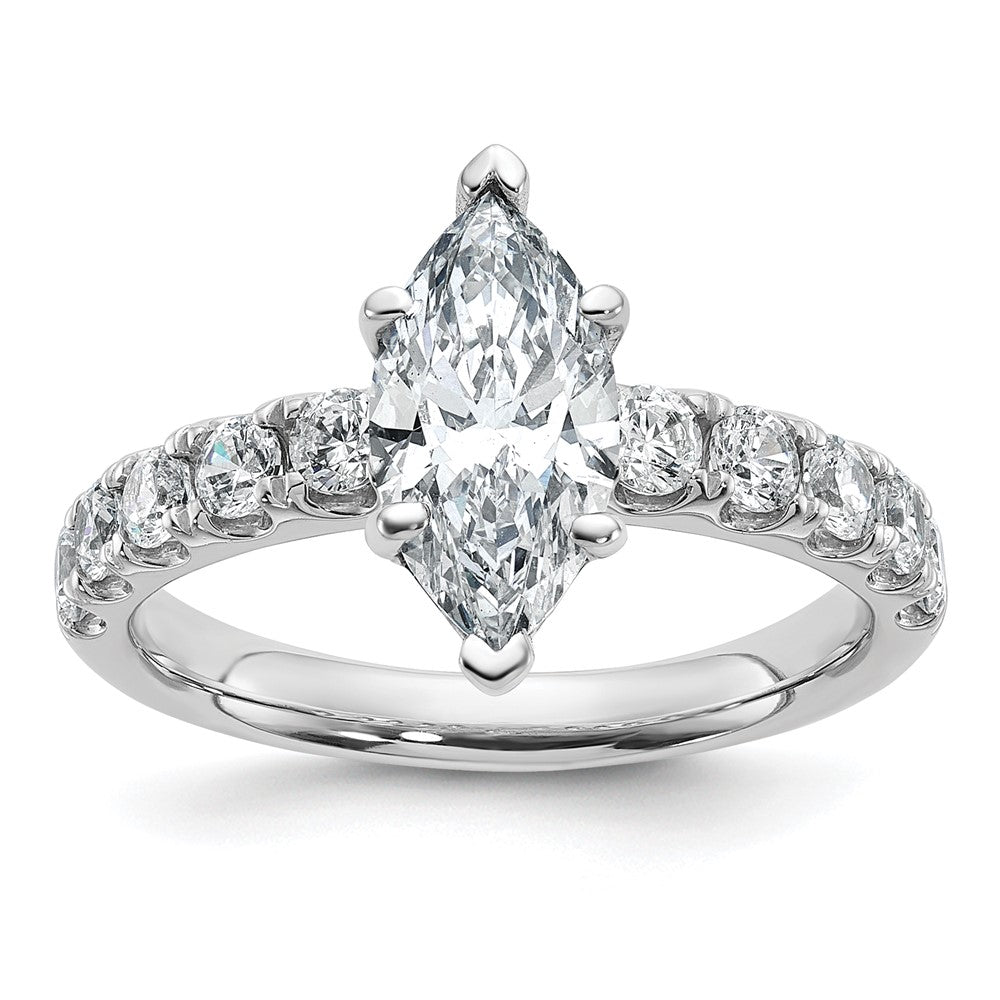 Marquise lab-grown diamond side stones engagement ring in 14K white gold