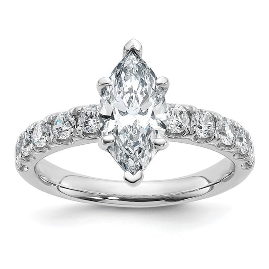 Marquise lab-grown diamond side stones engagement ring in 14K white gold