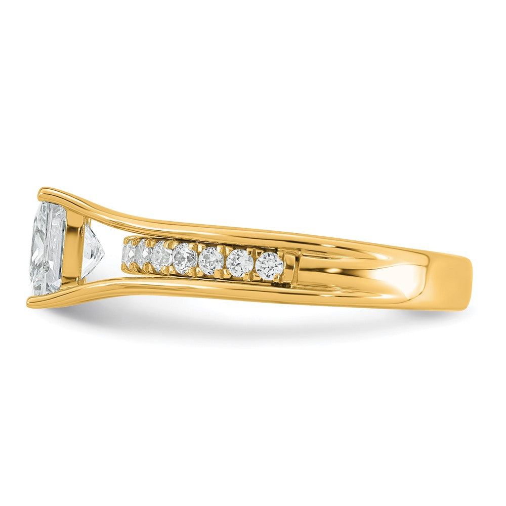 Princess lab-grown diamond side stones engagement ring in 14K yellow gold