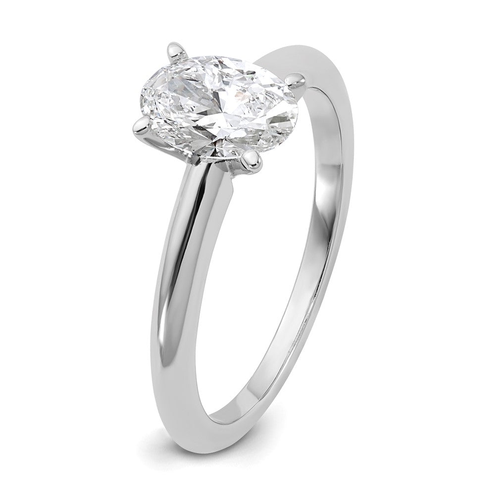 Oval lab-grown diamond solitaire engagement ring in 14K white gold