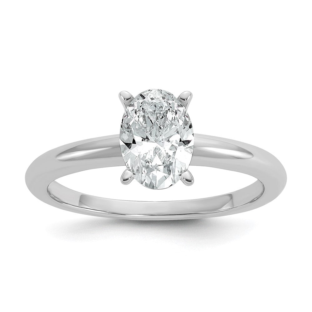 Oval lab-grown diamond solitaire engagement ring in 14K white gold