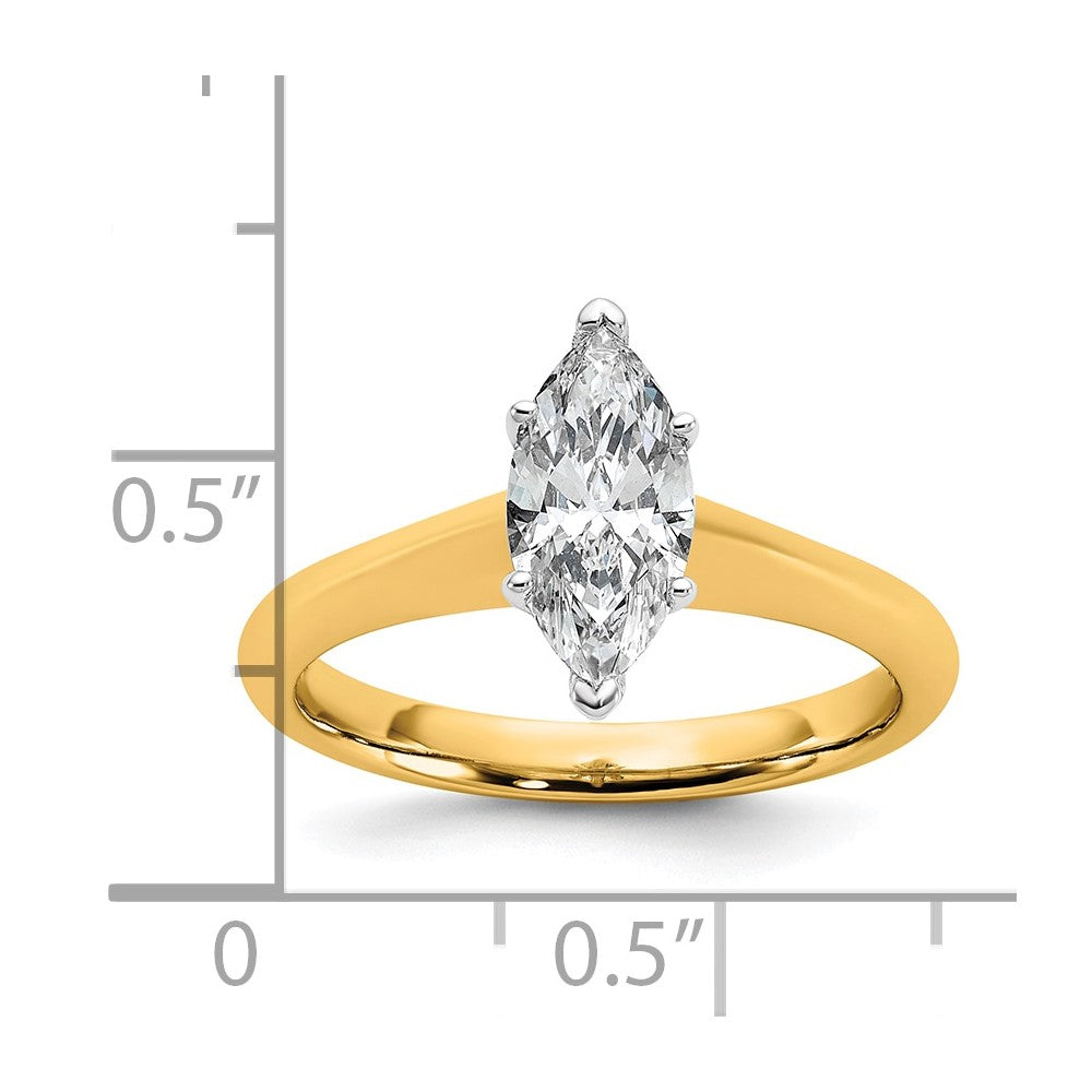 Marquise lab-grown diamond solitaire engagement ring in 14K two-tone gold