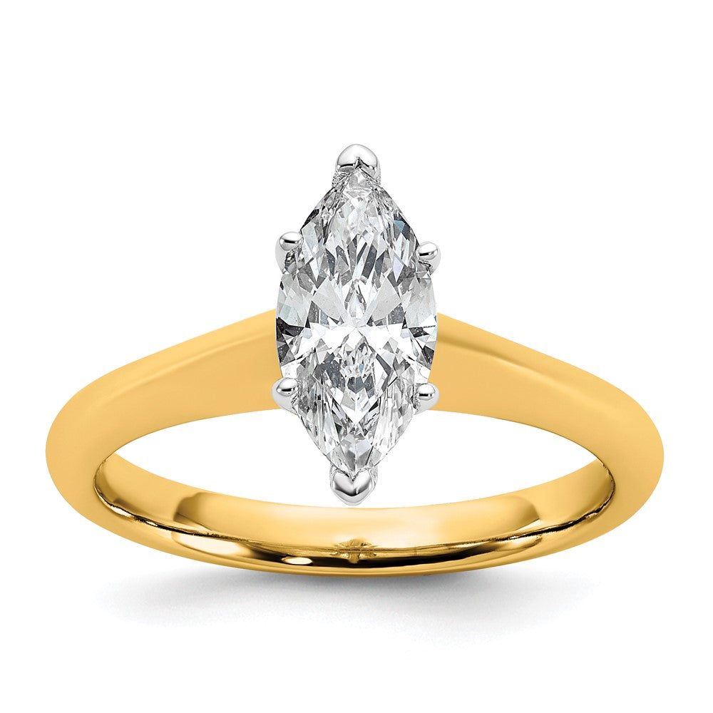 Marquise lab-grown diamond solitaire engagement ring in 14K two-tone gold