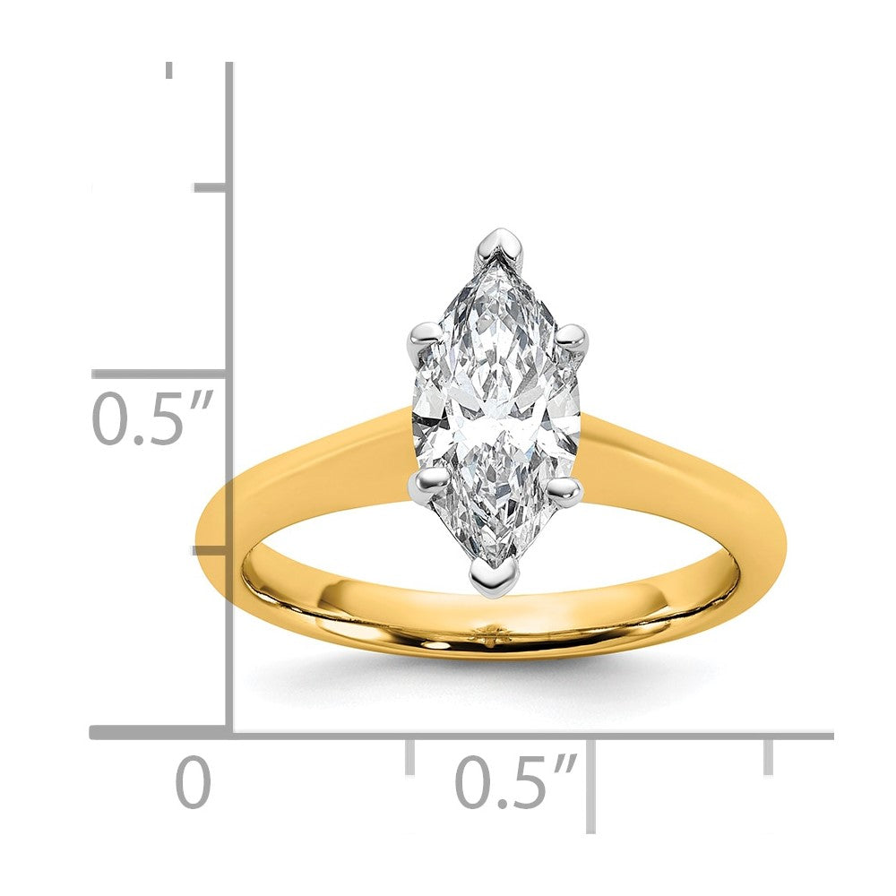 Marquise lab-grown diamond solitaire engagement ring in 14K two-tone gold