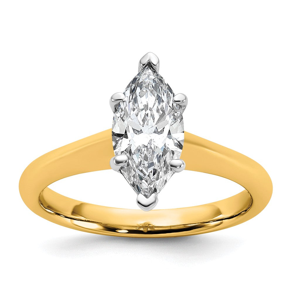 Marquise lab-grown diamond solitaire engagement ring in 14K two-tone gold