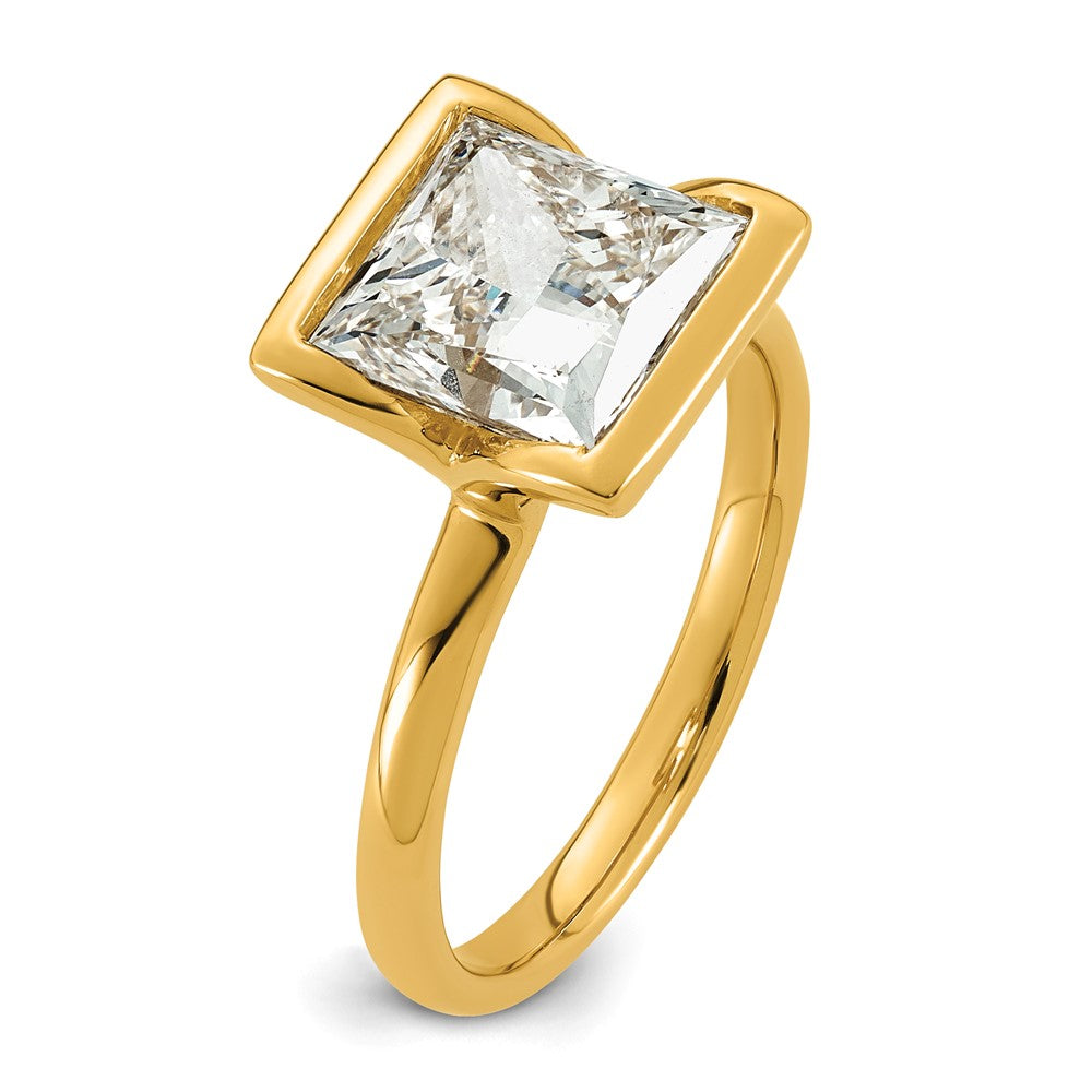 Princess lab-grown diamond solitaire engagement ring in 14K yellow gold