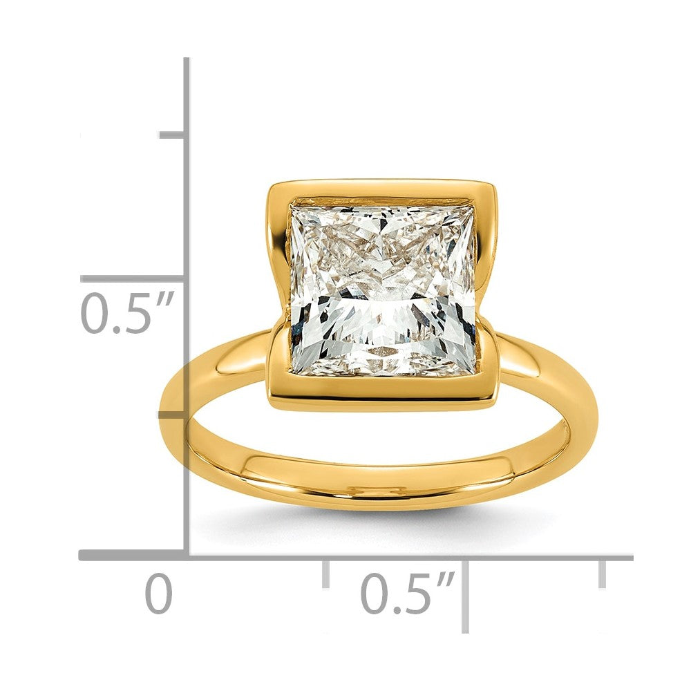 Princess lab-grown diamond solitaire engagement ring in 14K yellow gold