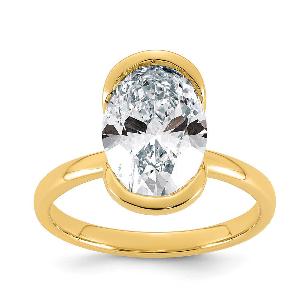 Oval lab-grown diamond solitaire engagement ring in 14K yellow gold