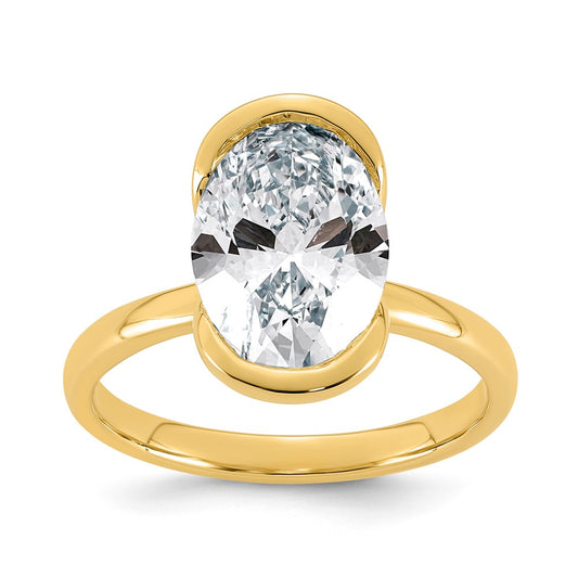 Oval lab-grown diamond solitaire engagement ring in 14K yellow gold