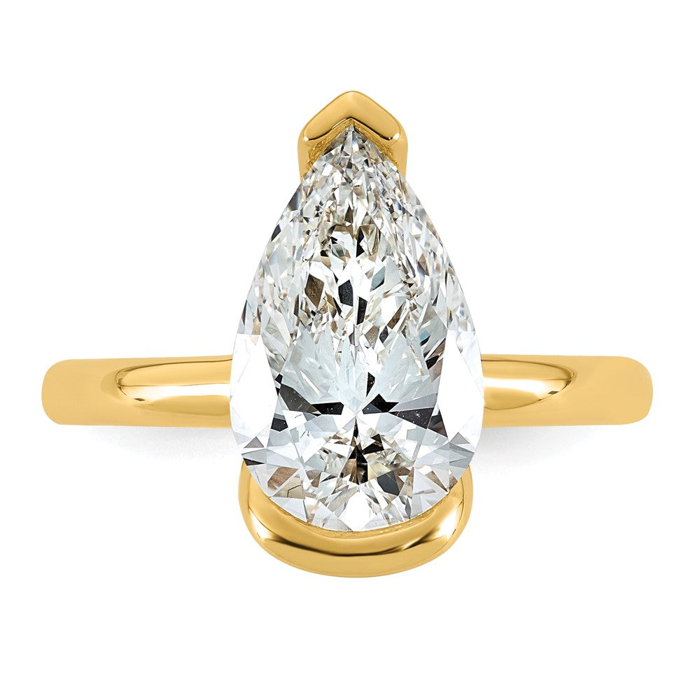 Pear lab-grown diamond solitaire engagement ring in 14K yellow gold