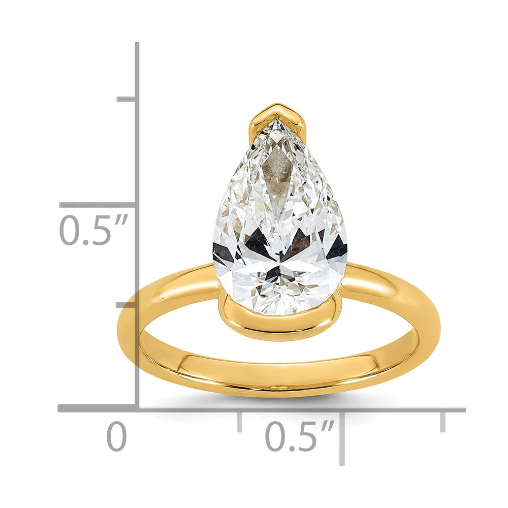 Pear lab-grown diamond solitaire engagement ring in 14K yellow gold