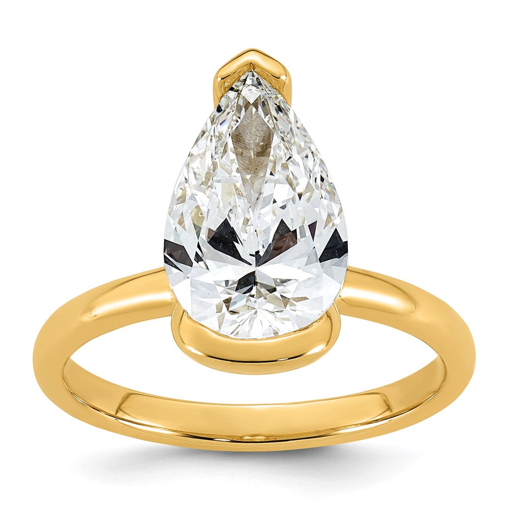 Pear lab-grown diamond solitaire engagement ring in 14K yellow gold
