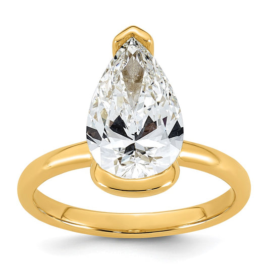 Pear lab-grown diamond solitaire engagement ring in 14K yellow gold