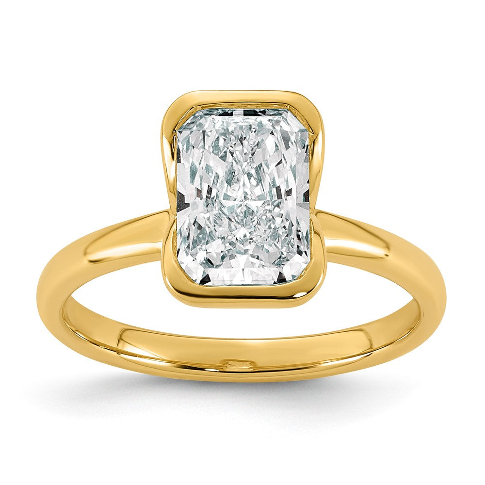 Radiant lab-grown diamond solitaire engagement ring in 14K yellow gold
