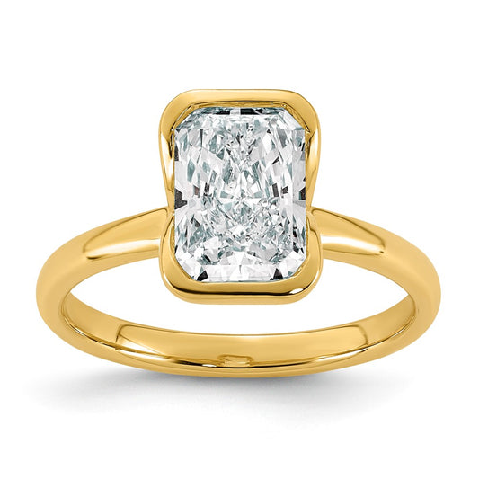 Radiant lab-grown diamond solitaire engagement ring in 14K yellow gold