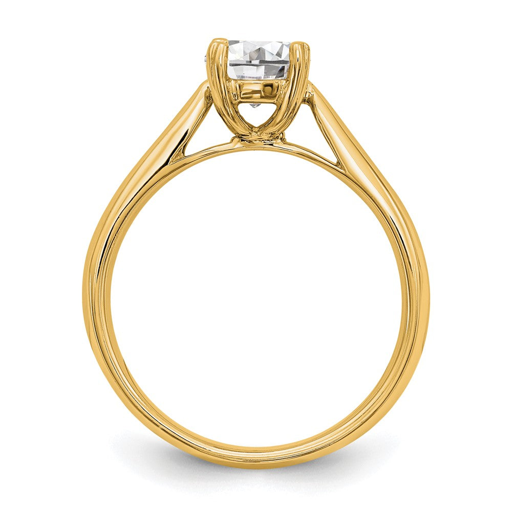 Round lab-grown diamond solitaire engagement ring in 14K yellow gold
