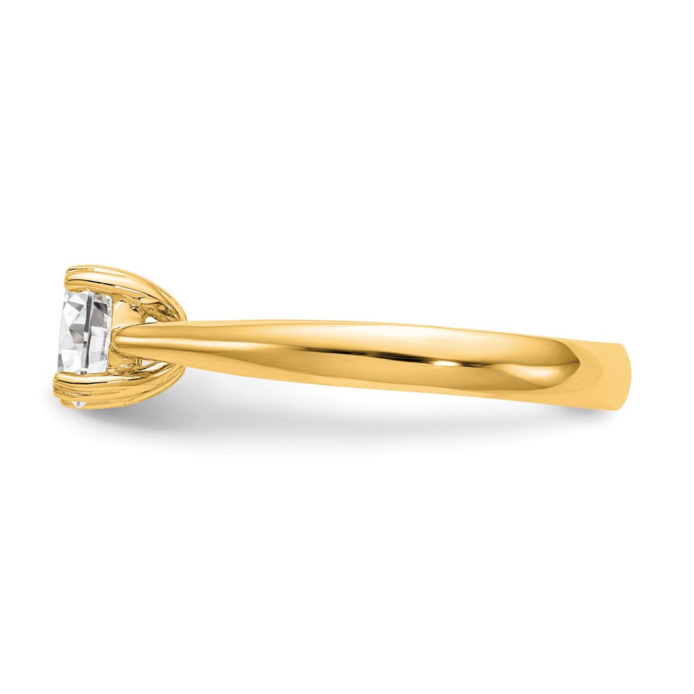 Round lab-grown diamond solitaire engagement ring in 14K yellow gold