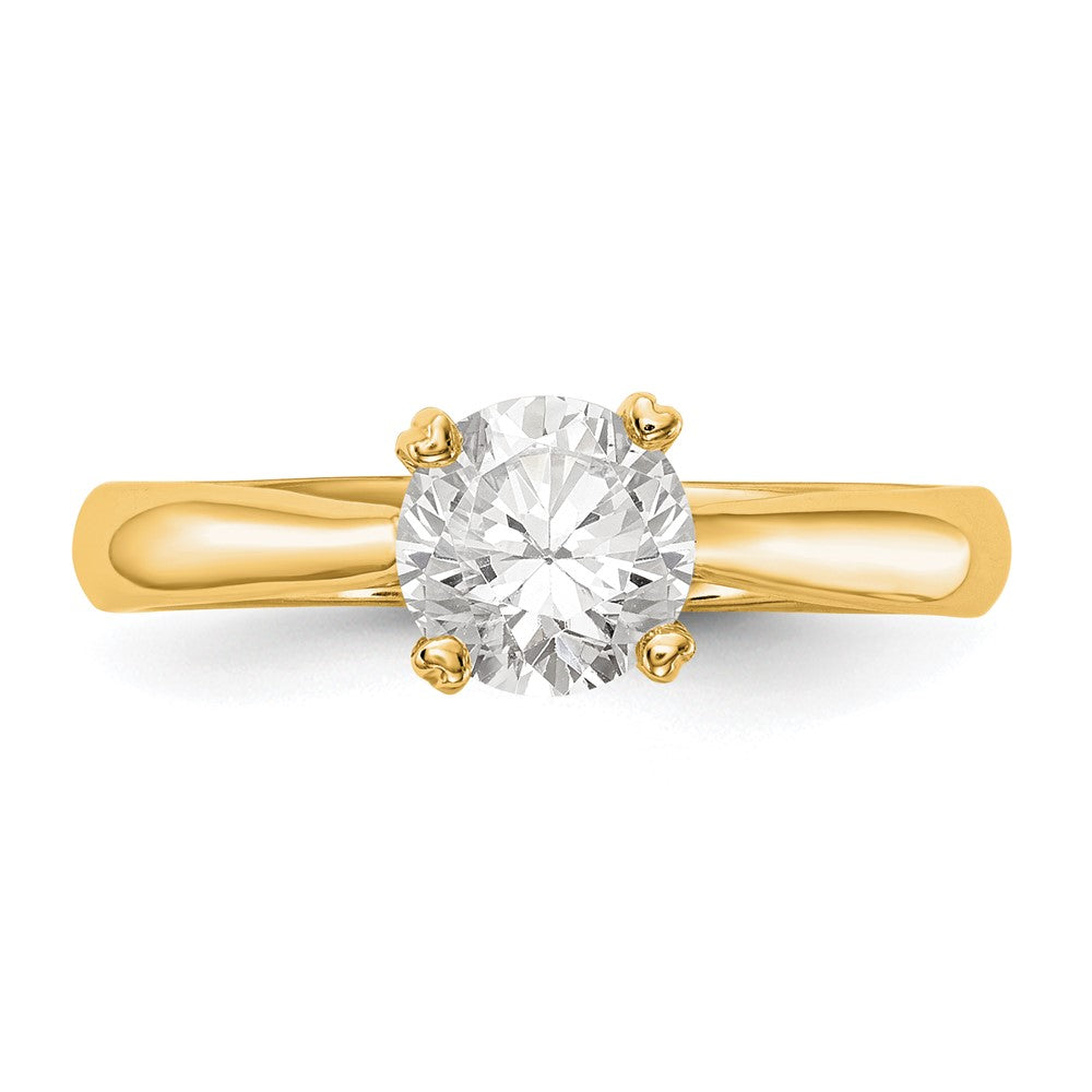 Round lab-grown diamond solitaire engagement ring in 14K yellow gold