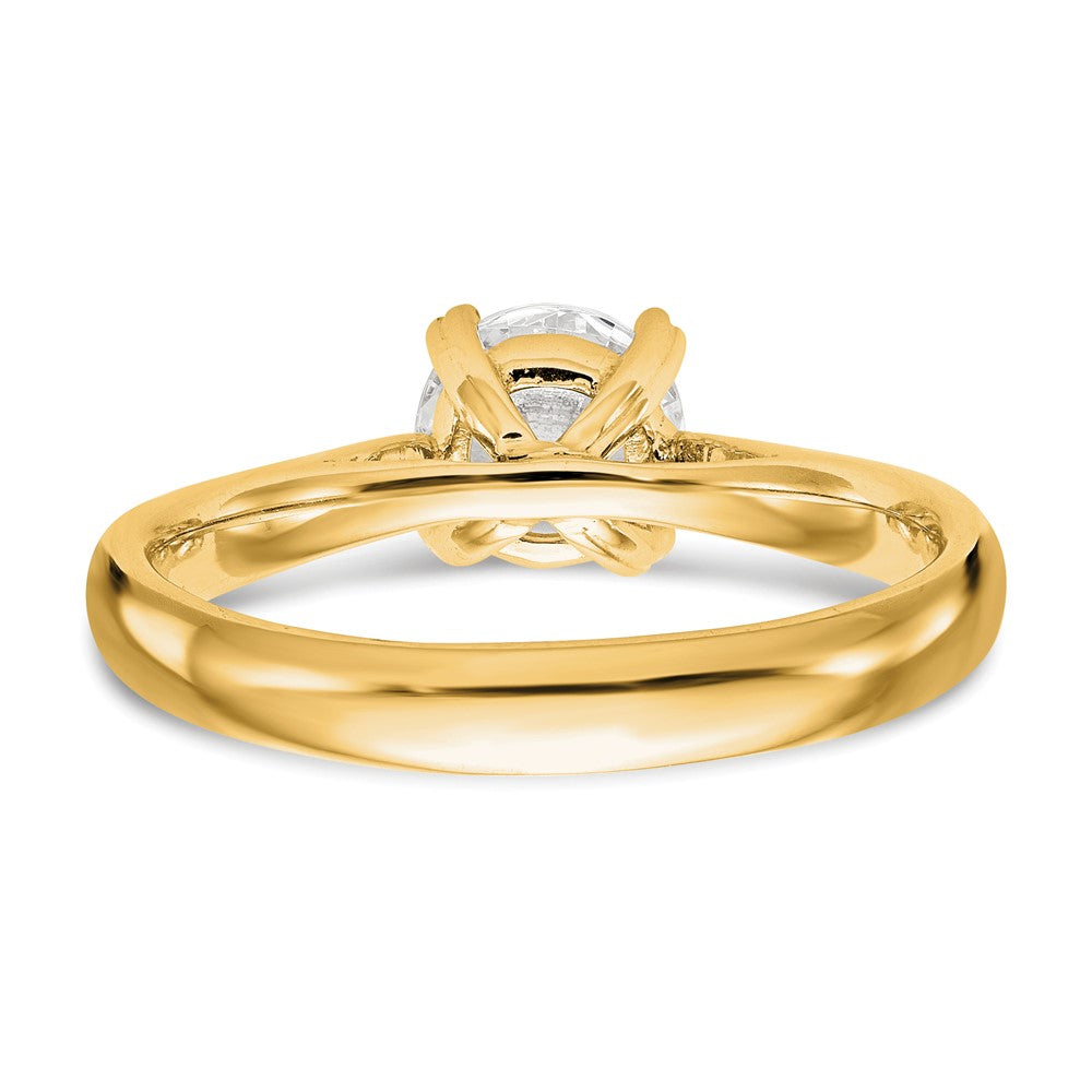 Round lab-grown diamond solitaire engagement ring in 14K yellow gold