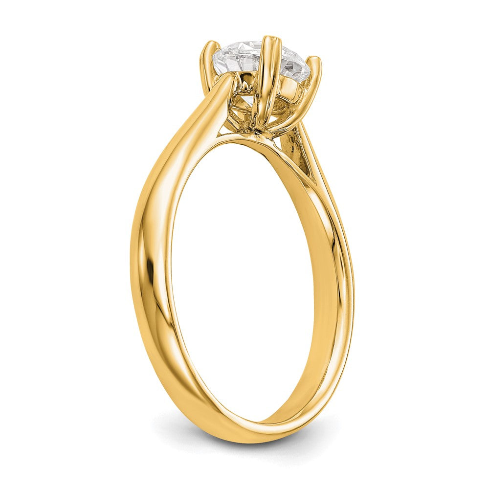 Round lab-grown diamond solitaire engagement ring in 14K yellow gold