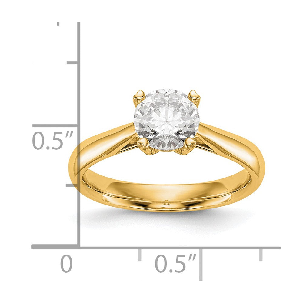 Round lab-grown diamond solitaire engagement ring in 14K yellow gold