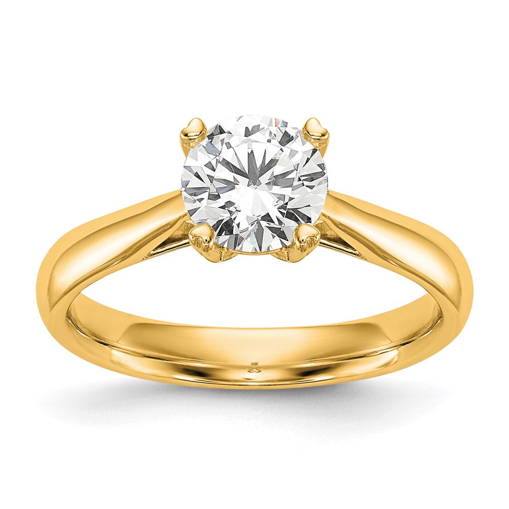 Round lab-grown diamond solitaire engagement ring in 14K yellow gold