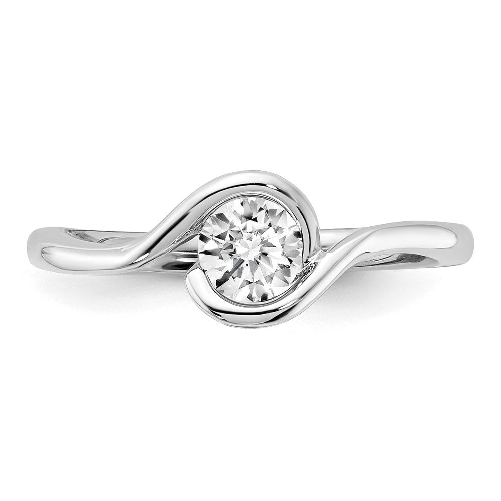 Round lab-grown diamond solitaire engagement ring in 14K white gold
