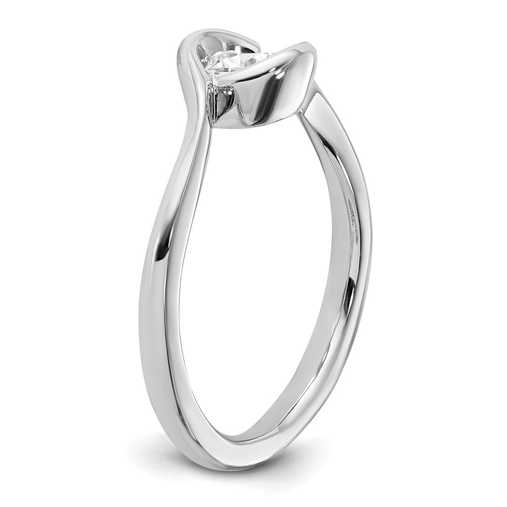 Round lab-grown diamond solitaire engagement ring in 14K white gold