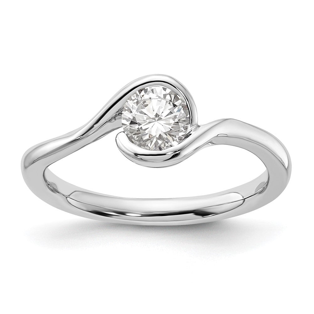 Round lab-grown diamond solitaire engagement ring in 14K white gold