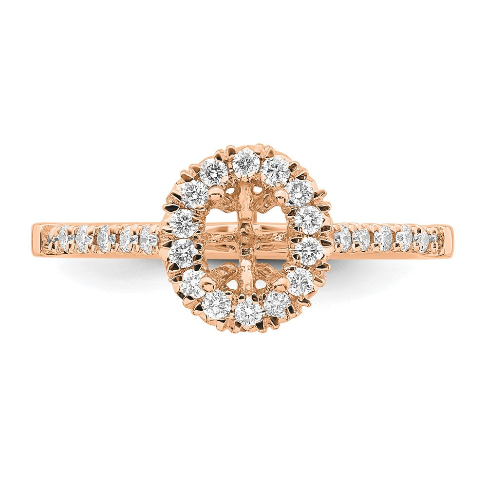 Oval lab-grown diamond halo engagement ring in 14K rose gold