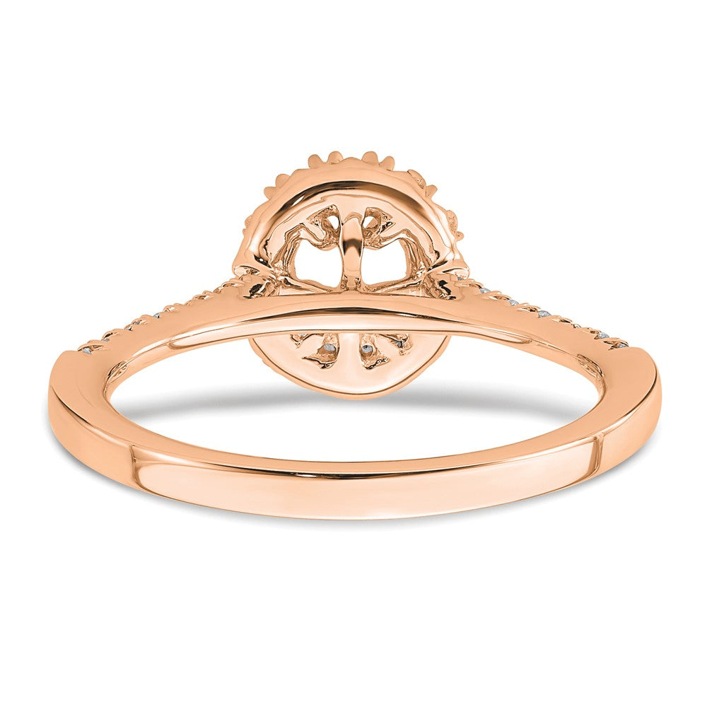 Oval lab-grown diamond halo engagement ring in 14K rose gold